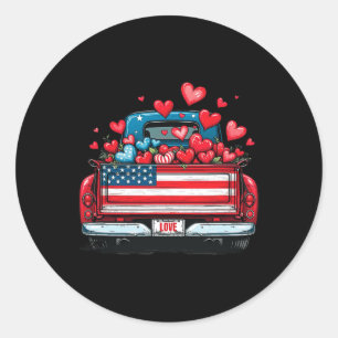 Valentinstag Amerikanische Lieferwagen Liebe Truck Runder Aufkleber