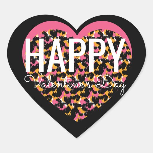 Valentinstag Animal Print Heart Herz-Aufkleber (Vorderseite)