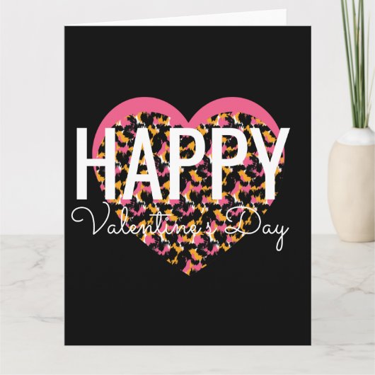Valentinstag Animal Print Heart Karte (Vorderseite)