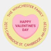 Valentinstag-Ansprache des niedlichen, gelben Süßw Runder Aufkleber (Vorderseite)