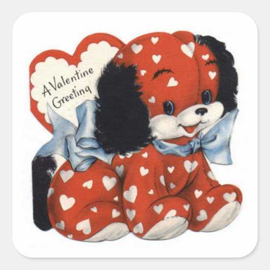 Valentinstag-Aufkleber für Vintage Kunst Quadratischer Aufkleber (Vorderseite)