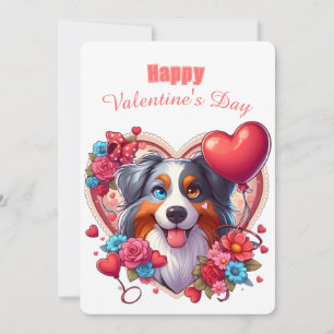 Valentinstag - Australian Shepherd 1 -  Feiertagskarte