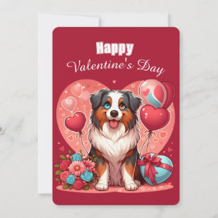 Valentinstag - Australian Shepherd 2 - Feiertagskarte