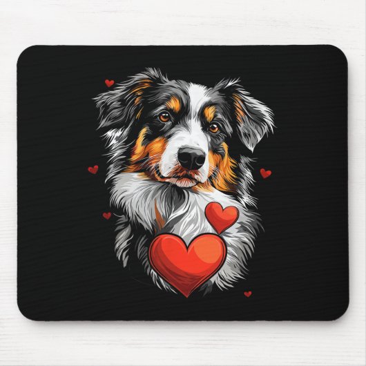 Valentinstag Australian Shepherd Hund Mousepad (Vorne)
