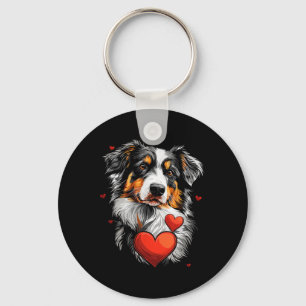 Valentinstag Australian Shepherd Hund Schlüsselanhänger