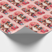 Valentinstag - Australischer Hirte 2 - Geschenkpapier (Ecke)