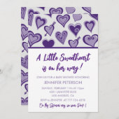 Valentinstag Baby Dusche Einladung Mädchen (Vorne/Hinten)