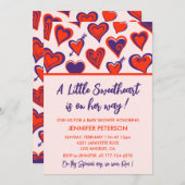 Valentinstag Baby Dusche kleine Lieblingsmädchen Einladung (Vorne/Hinten)