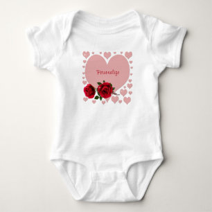 Valentinstag Baby Rosa Rote Rosen des Herzens Strampler