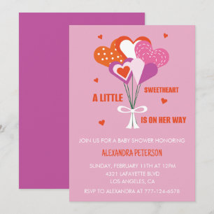 Valentinstag Baby Shower Süßes Herzen Bouquet Einladung