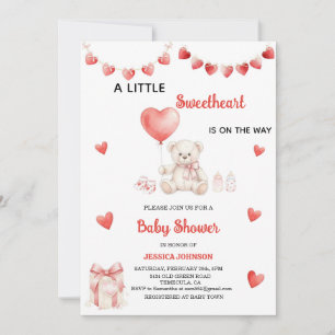 Valentinstag Baby Shower Teddybär Herzen Einladung