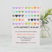 Valentinstag Babydusche bunt süßes Herz Einladung (Stehend Vorderseite)