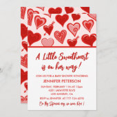 Valentinstag Babydusche Einladung Rosa und Rot (Vorne/Hinten)