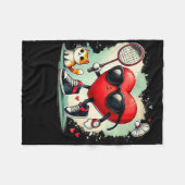 Valentinstag Badminton Lover Heart Shuttle Cat L Fleecedecke (Vorderseite (Horizontal))