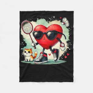 Valentinstag Badminton Lover Heart Shuttle Cat L Fleecedecke