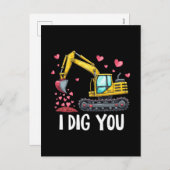 Valentinstag Bagger Dirk Sie Lkw Feiertagspostkarte (Vorne/Hinten)