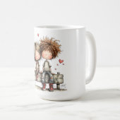 Valentinstag-Bank-Freunde-Illustration Kaffeetasse (VorderseiteRechts)