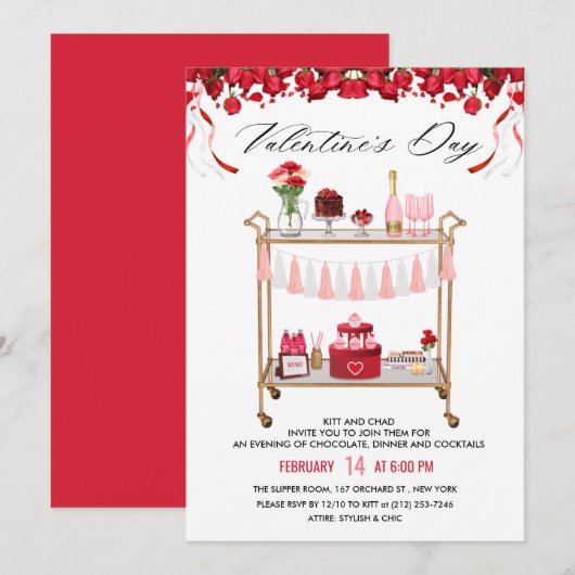 Valentinstag Bar Einladung (Vorne/Hinten)