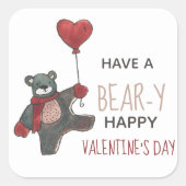 Valentinstag-Bär Quadratischer Aufkleber (Vorderseite)