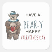Valentinstag-Bär Quadratischer Aufkleber (Vorderseite)
