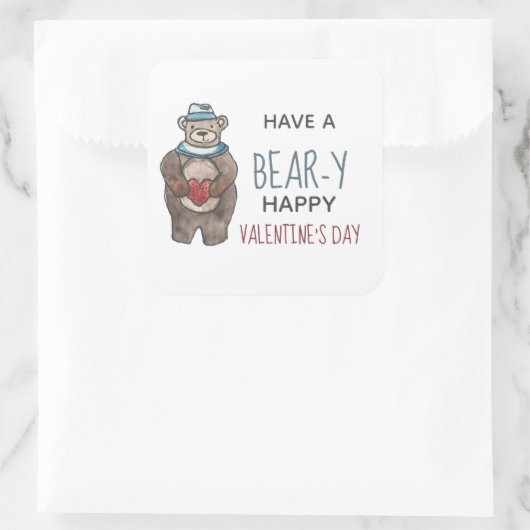 Valentinstag-Bär Quadratischer Aufkleber (Tasche)