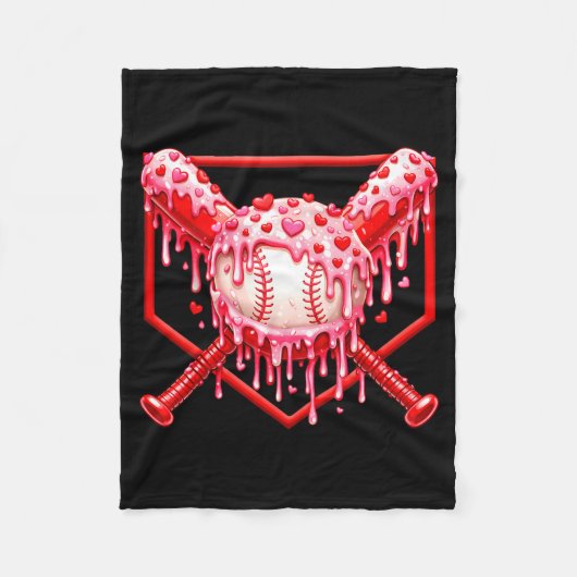 Valentinstag Baseball Jungen Eis Drip Herz Fleecedecke (Vorderseite)