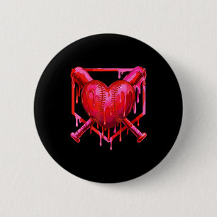 Valentinstag Baseball Lustiges Rotes Herz Dab Jung Button