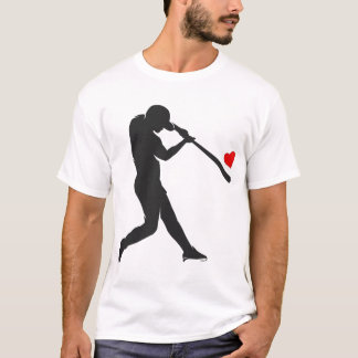 Valentinstag Baseball-Schläger-Silhouette Herz T-Shirt