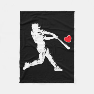 Valentinstag Baseball-Schlagmann-Silhouette Herz I Fleecedecke