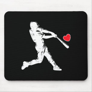 Valentinstag Baseball-Schlagmann-Silhouette Herz I Mousepad