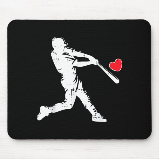 Valentinstag Baseball-Schlagmann-Silhouette Herz I Mousepad (Vorne)