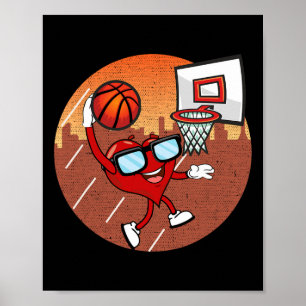 Valentinstag Basketball Herz Dunking Ball Boys Poster