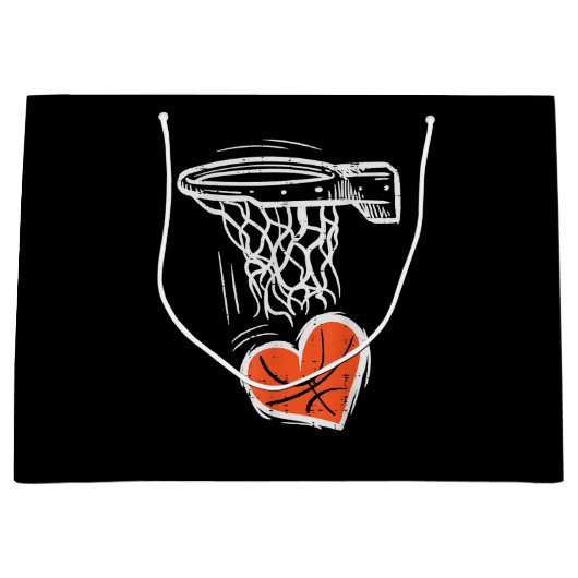 Valentinstag Basketball Herz Männer Frauen Mädchen Große Geschenktüte (Vorderseite)
