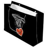 Valentinstag Basketball Herz Männer Frauen Mädchen Große Geschenktüte (Vorderseite Schrägansicht)