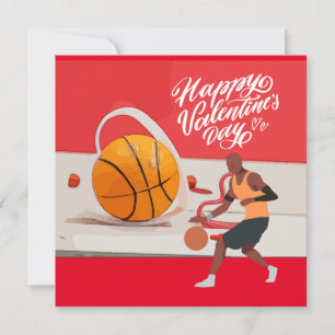 Valentinstag Basketball mit Spieler und Herz Feiertagskarte