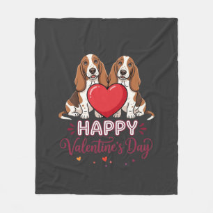 Valentinstag-Basset-Hound-Blumen-Hund Fleecedecke
