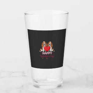 Valentinstag-Basset-Hound-Blumen-Hund Glas