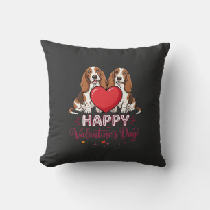 Valentinstag-Basset-Hound-Blumen-Hund Kissen