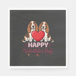 Valentinstag-Basset-Hound-Blumen-Hund Serviette