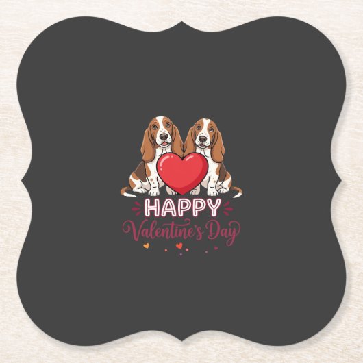 Valentinstag-Basset-Hound-Blumen-Hund Untersetzer (Vorderseite)