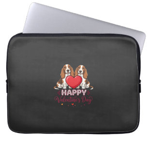 Valentinstag-Basset-Hound-Florale Hund Laptopschutzhülle