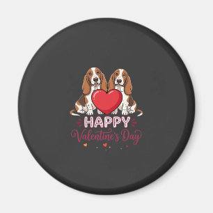Valentinstag-Basset-Hound-Florale Hund Magnet