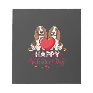 Valentinstag-Basset-Hound-Florale Hund Notizblock