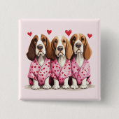 Valentinstag Basset Hound Hunde Button (Vorderseite)
