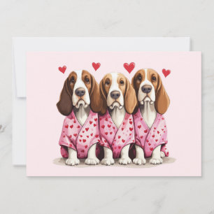 Valentinstag Basset Hound Hunde Feiertagskarte