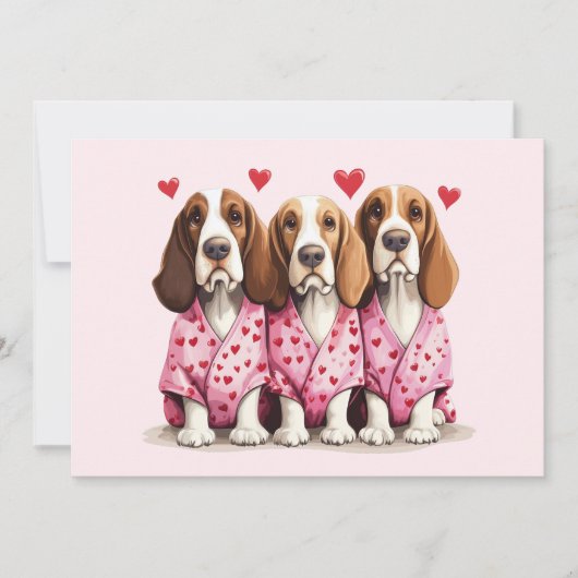 Valentinstag Basset Hound Hunde Feiertagskarte (Vorderseite)