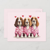 Valentinstag Basset Hound Hunde Feiertagspostkarte (Vorne/Hinten)