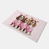 Valentinstag Basset Hound Hunde Fußmatte (Schrägansicht)