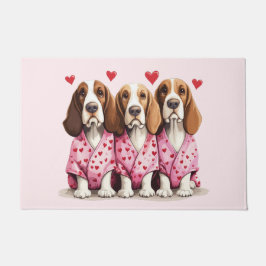 Valentinstag Basset Hound Hunde Fußmatte