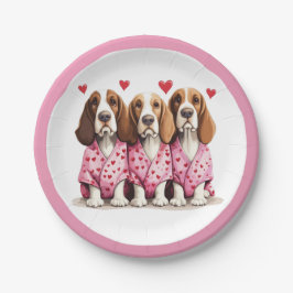 Valentinstag Basset Hound Hunde Pappteller